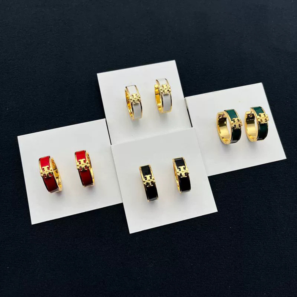 Tory Burch Enamel Circle Earrings Pair